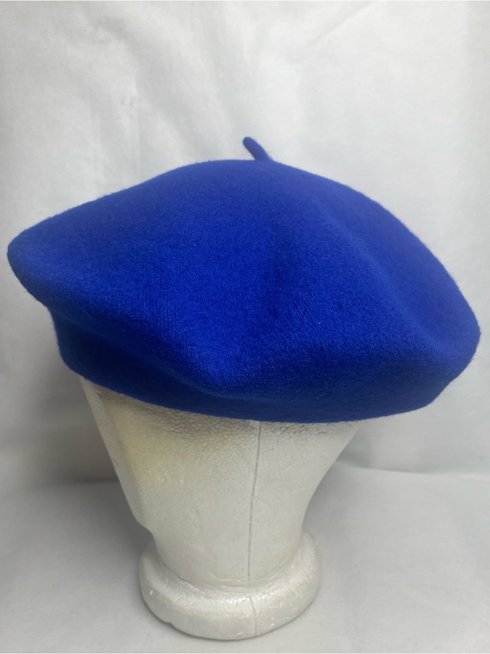 Vintage French Beret Basque Hat 100% Wool De Luxe Royal Blue OSFM Victorian Cap - Picture 4 of 11